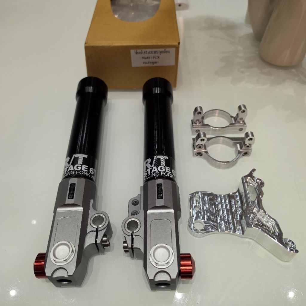 Tabung Shock Depan Bottom Shock RT Stage 6 Six Set Bracket 2P pitch 84mm PCX 150 160 Nmax As 30mm Hi