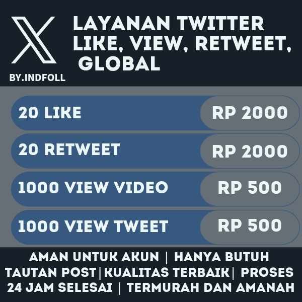 LIKE, VIEWS DAN RETWEET TWITTER GLOBAL PERMANEN By. Indfoll
