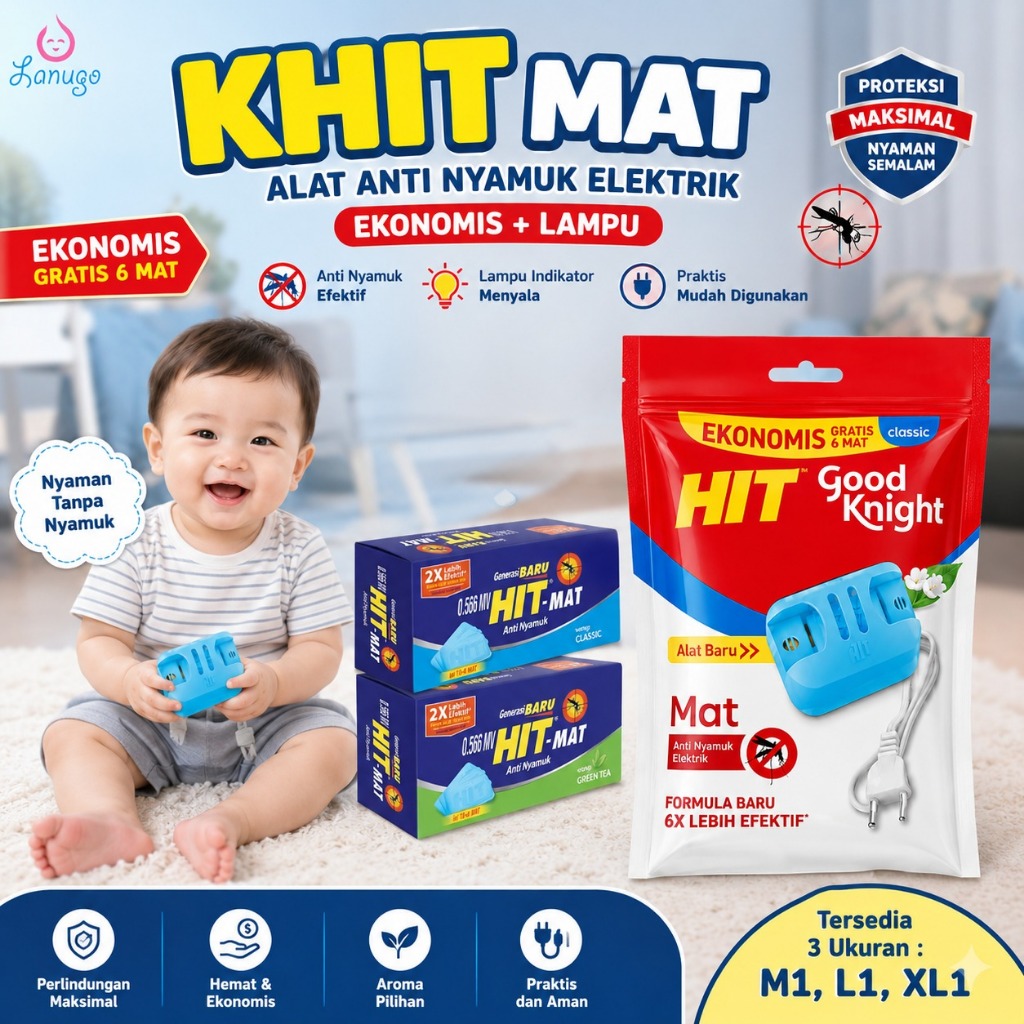 HIT Mat Alat Anti Nyamuk Ekonomis + Lampu - Obat Nyamuk Elektrik - Bunuh Nyamuk Penyebab Demam Berda