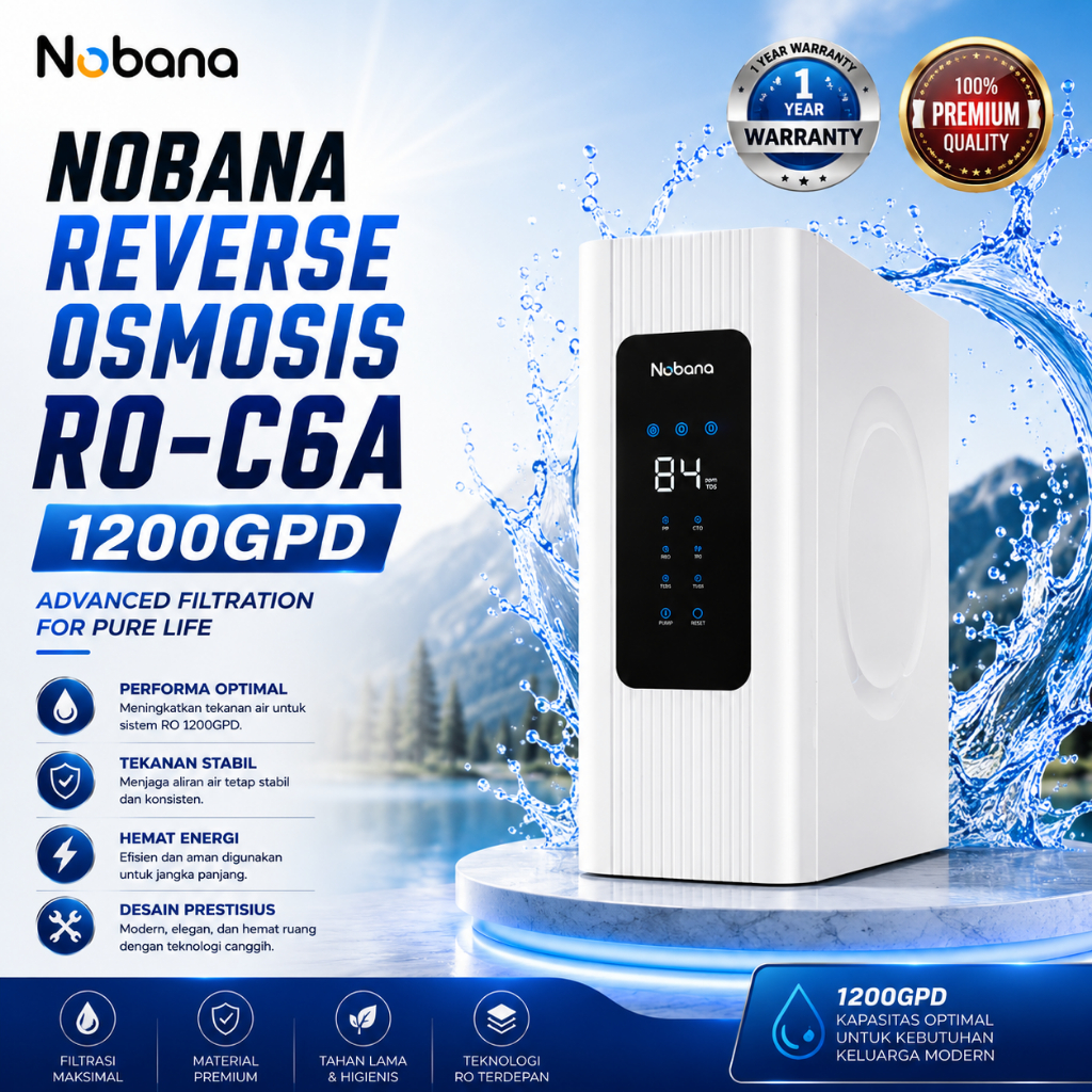 [NOBANA] Mesin RO Reverse Osmosis 1200GPD - NBN-1200G-C6A