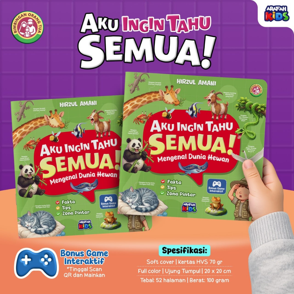 Foto Aku Ingin Tahu Semua! Mengenal Dunia Hewan Buku Anak Full Color Bonus Game Interaktif - Arafah Kids