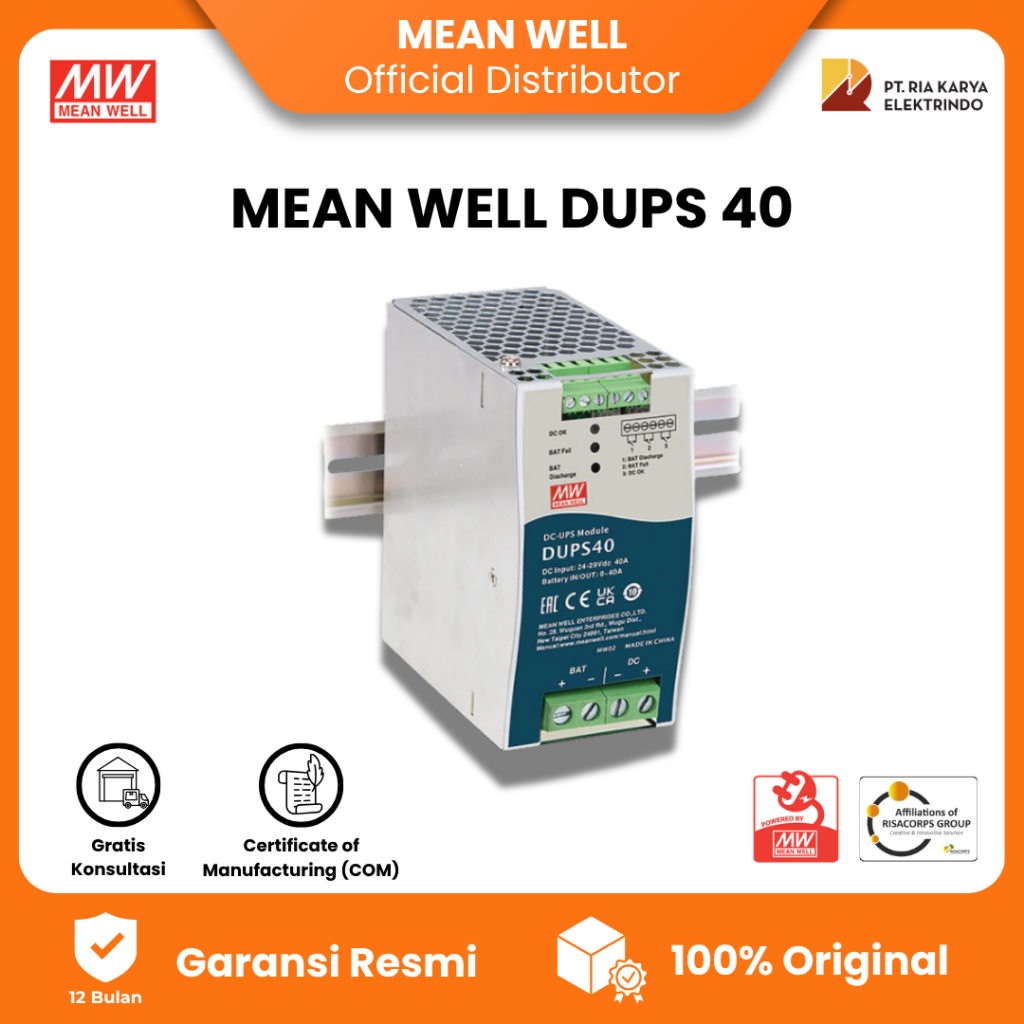Mean Well DUPS40 DC UPS Module Original Bergaransi Resmi