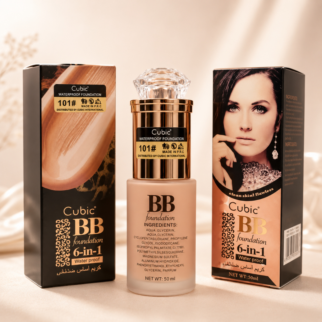 ORIGINAL CUBIC BB Foundation 6 in 1 Waterproof Original Termurah 2 Varian