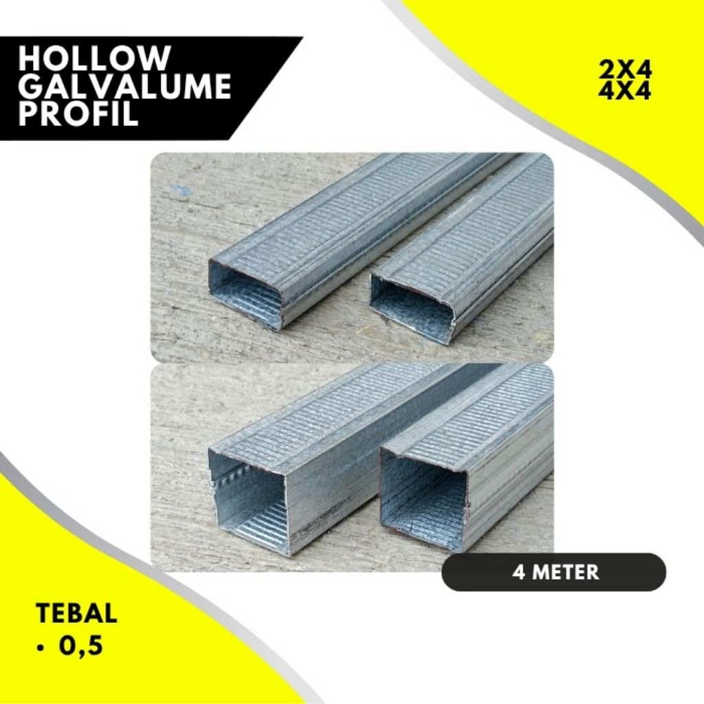 Hollow galvalum profil 0,5 / hollow 2x4 0,5 /  hollow 4x4 0,5 / hollow 0,5 / besi hollow / holo 0,5 