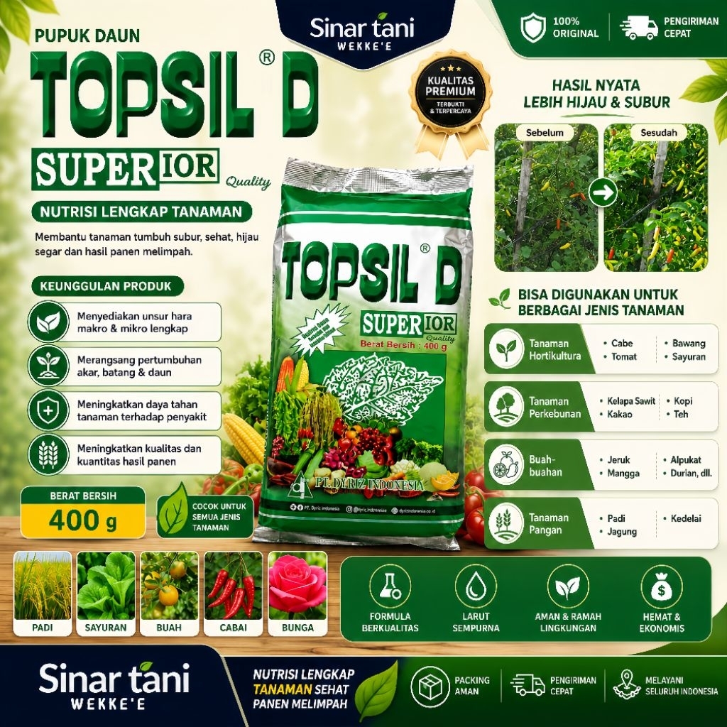 TOPSIL D || Topsil Daun || Pupuk Daun (400gram)