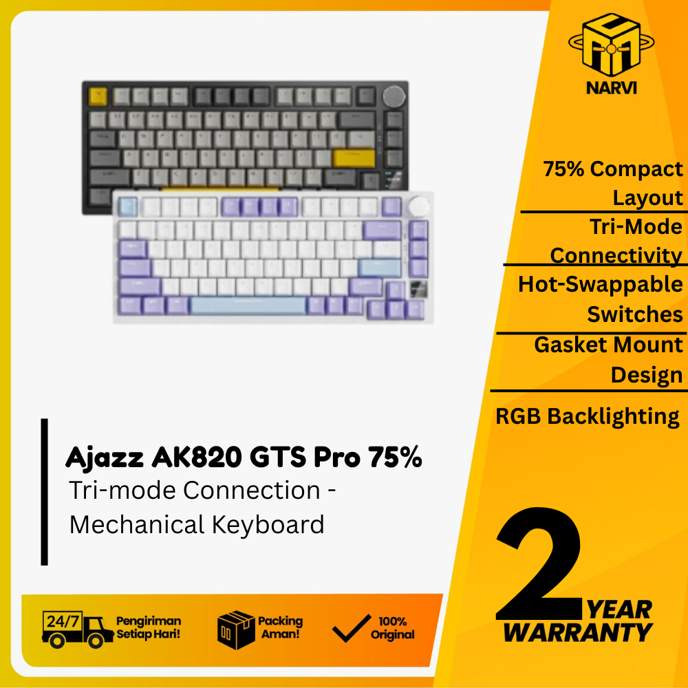 Ajazz AK820 GTS Pro 75% Tri-mode Connection - Mechanical Keyboard