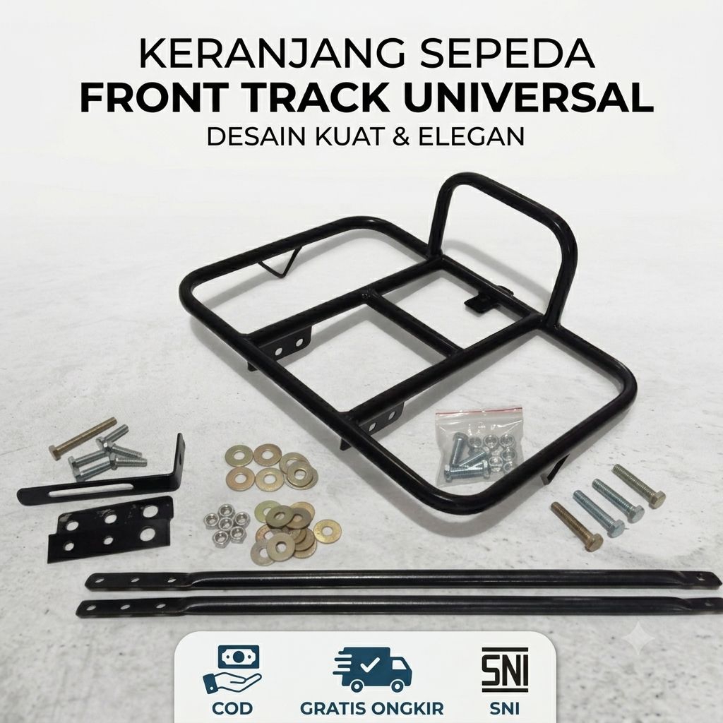 Keranjang Sepeda Depan Front track Hitam Glosy Universal MTB Federal Lipat Fixie Alas Kayu Premium T