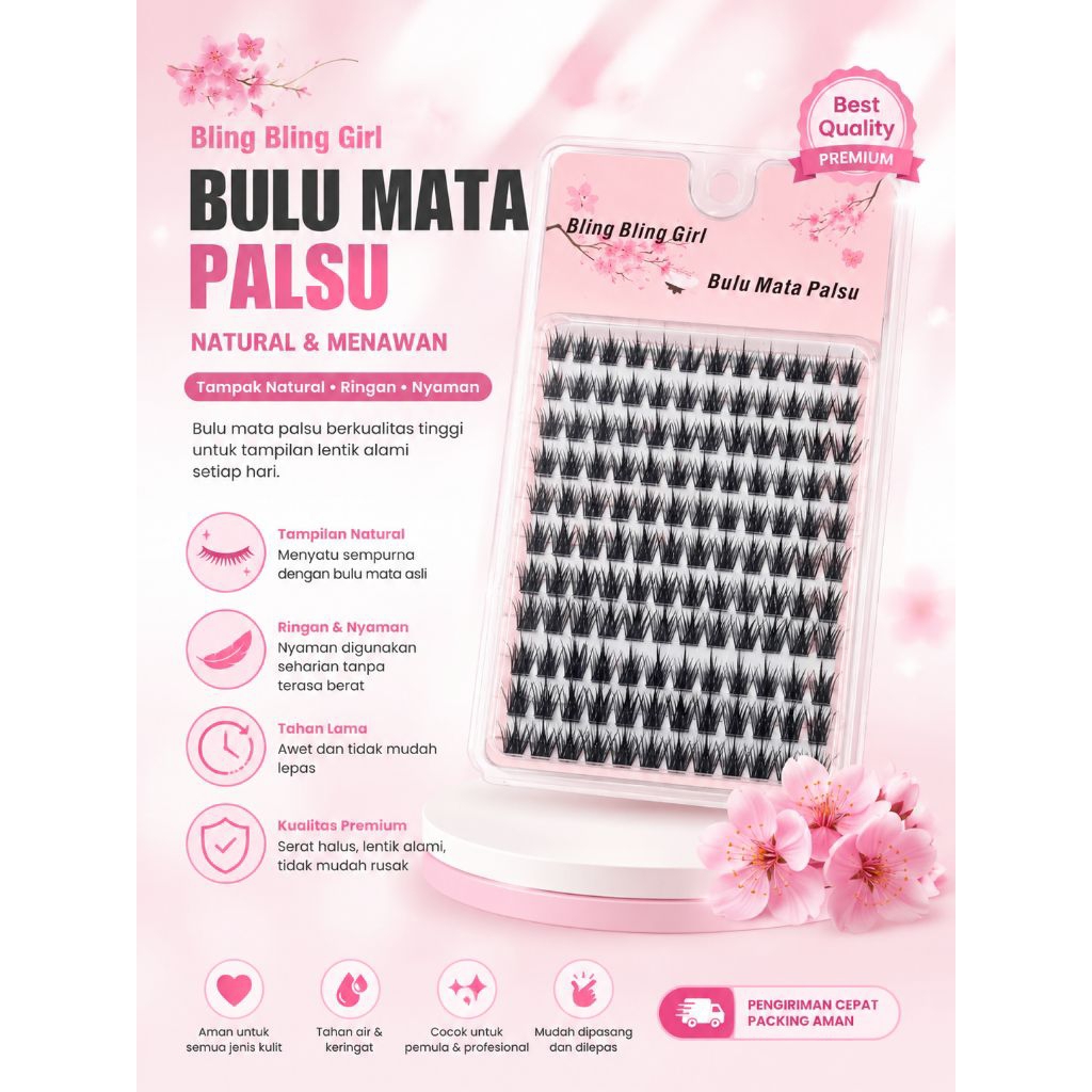 Bling Bling Girl Bulu Mata Palsu Natural & Menawan Tampilan Alami Ringan Nyaman Tahan Lama Kualitas 