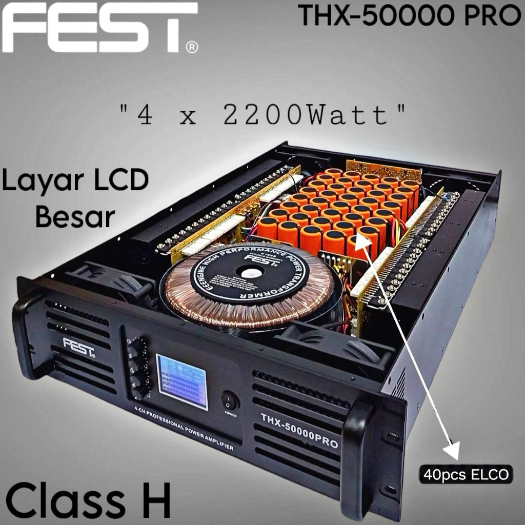 Power FEST THX 50000 PRO Original Product 4 Channel 2200Watt Class H THX 50000Pro Amplifier LCD Besa