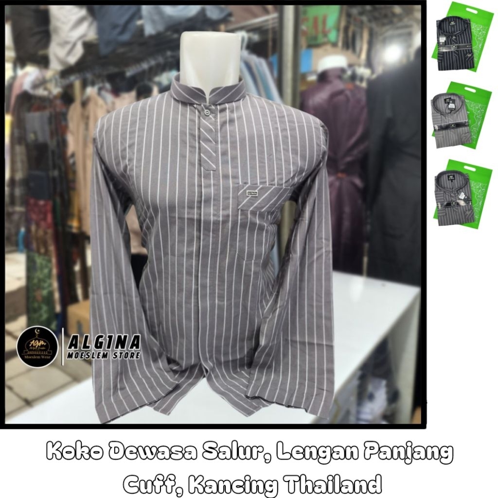 Koko Al Wafa Salur Lengan Panjang Cuff | Baju Muslim Lengan Panjang Al Wafa Platinum Exclusive