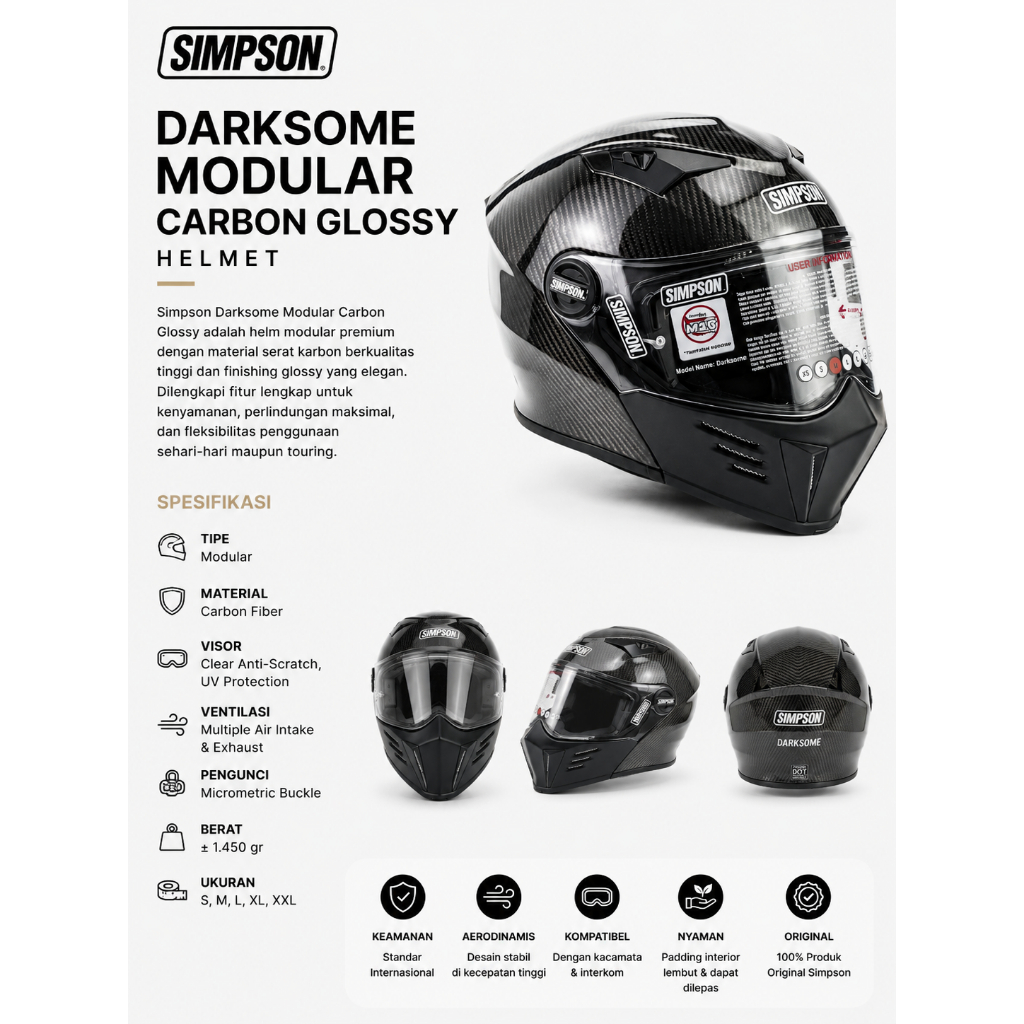 Helm Simpson Darksome Modular Carbon Glossy Original