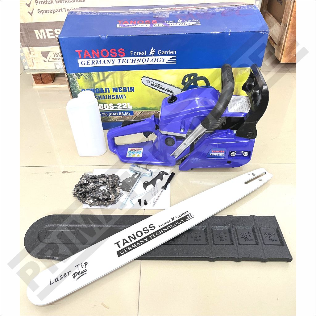 Mesin Chainsaw 22" LASER TIP 6800S-22L TANOS / Mesin Gergaji Kayu Chain saw Laser Tip 22 Inch 2 Tak 