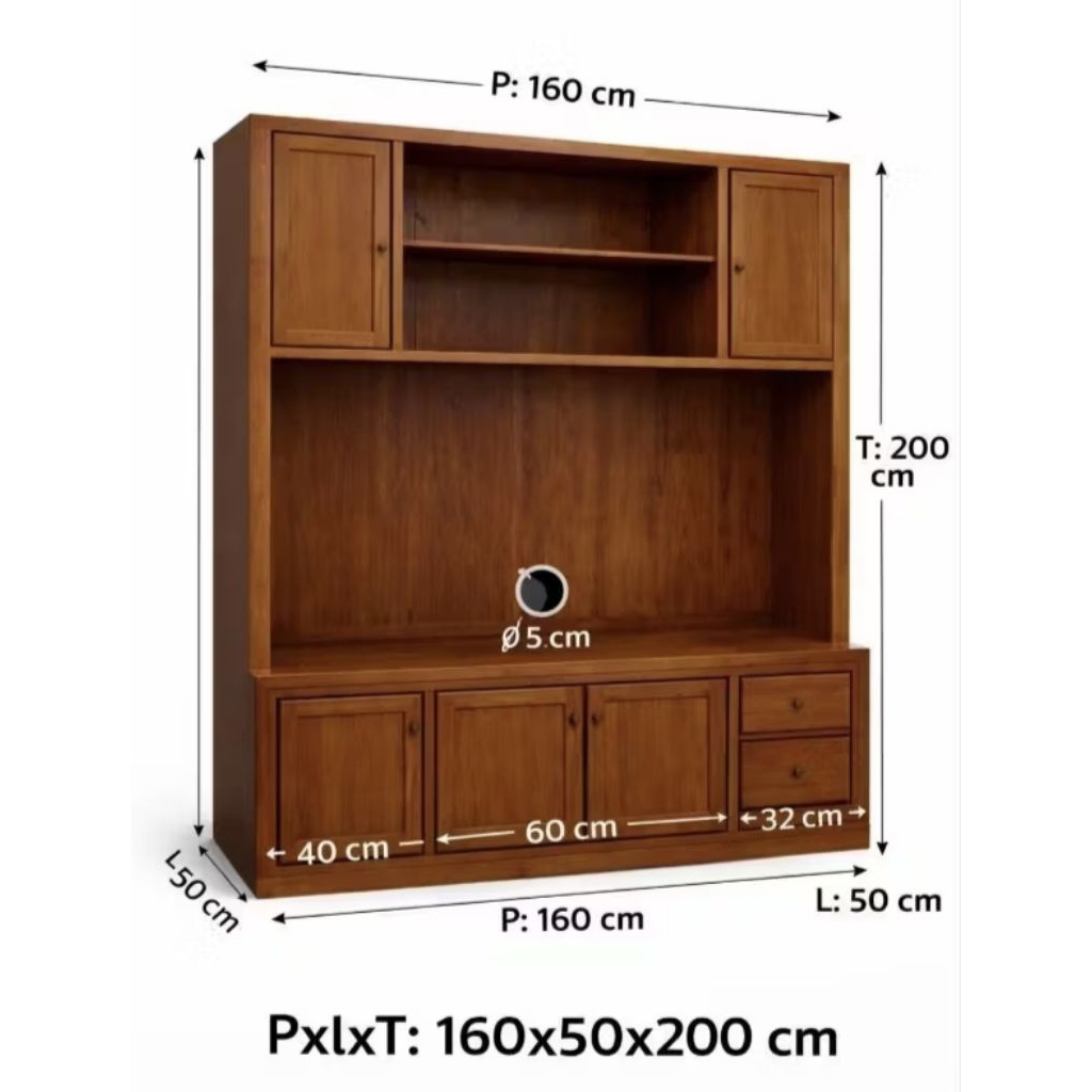 backdrop tv kayu jati minimalis 160cm