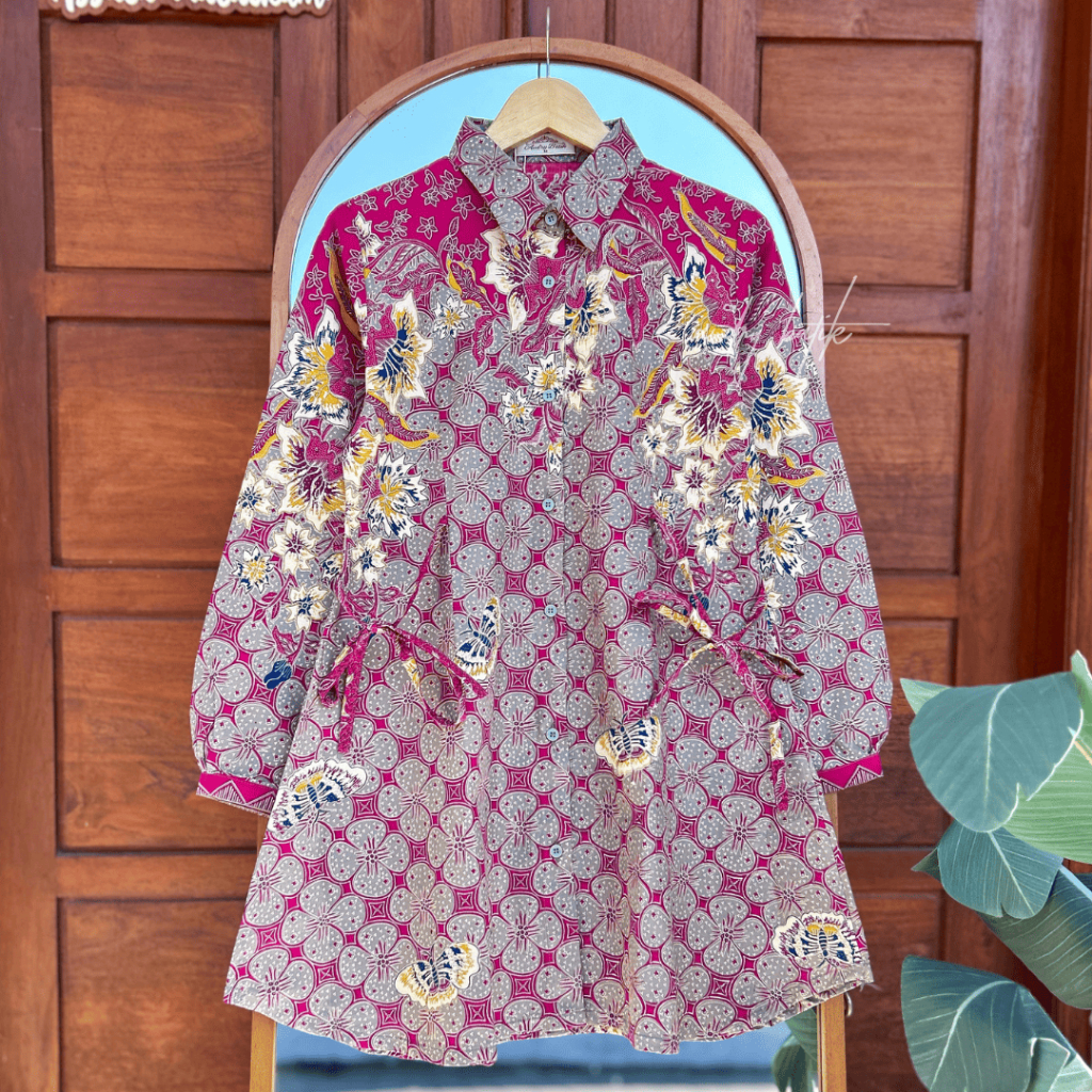 Audry Batik - Dewita - Blouse Batik Kerja Wanita Panjang Modern Motif Kawung Bunga Fanta