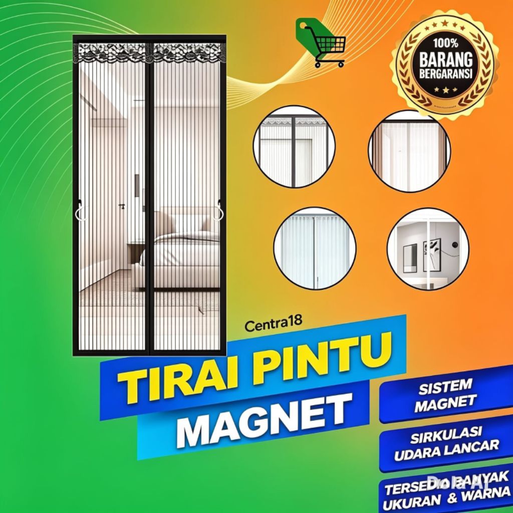 Tirai Pintu Model Magnet Anti Nyamuk Tebal Ukuran 100x210Cm
