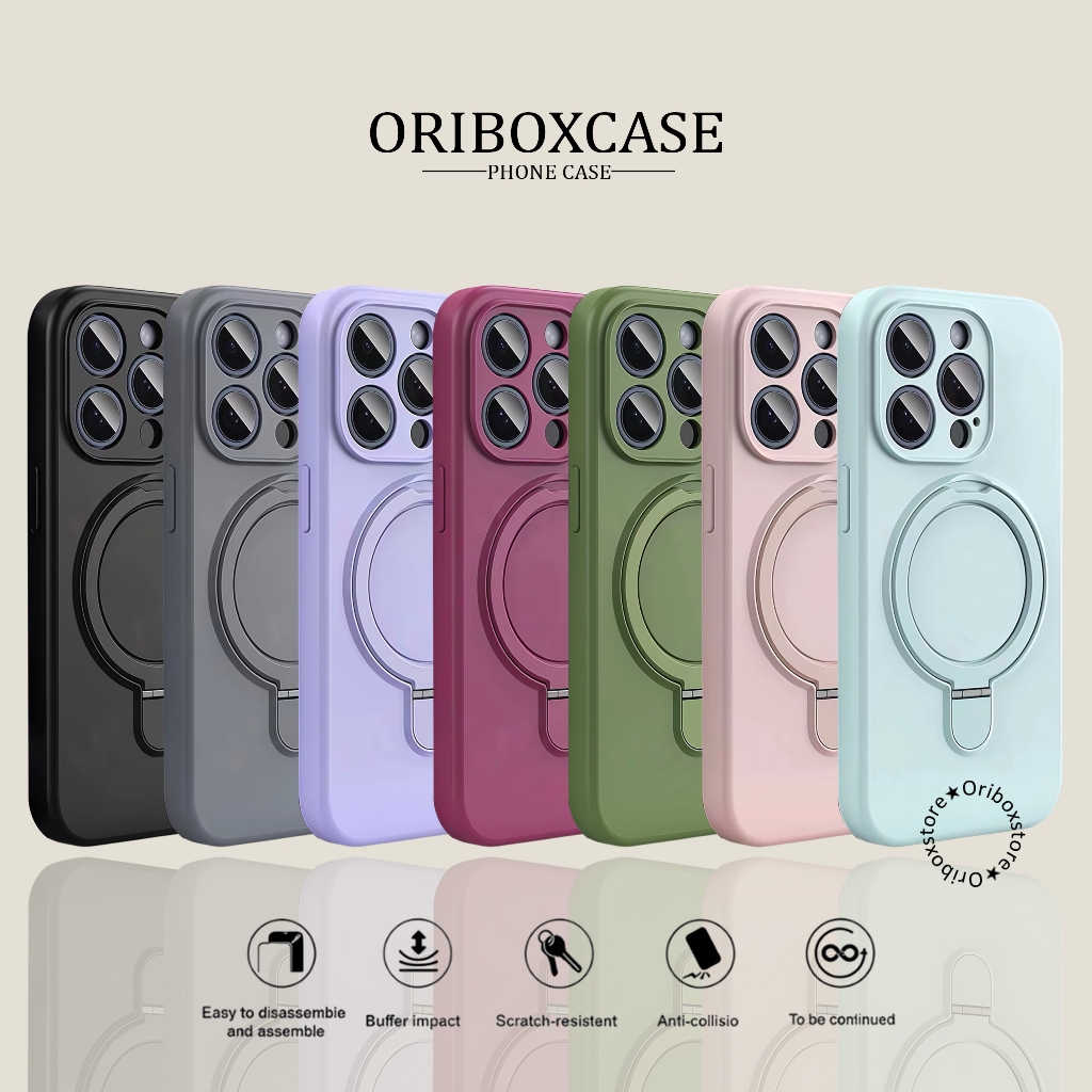 (+PACKING BOX) Bludru Folding Stand Ring Magsafe Silicone Case Compatible For Iphone 11 12 13 14 15 