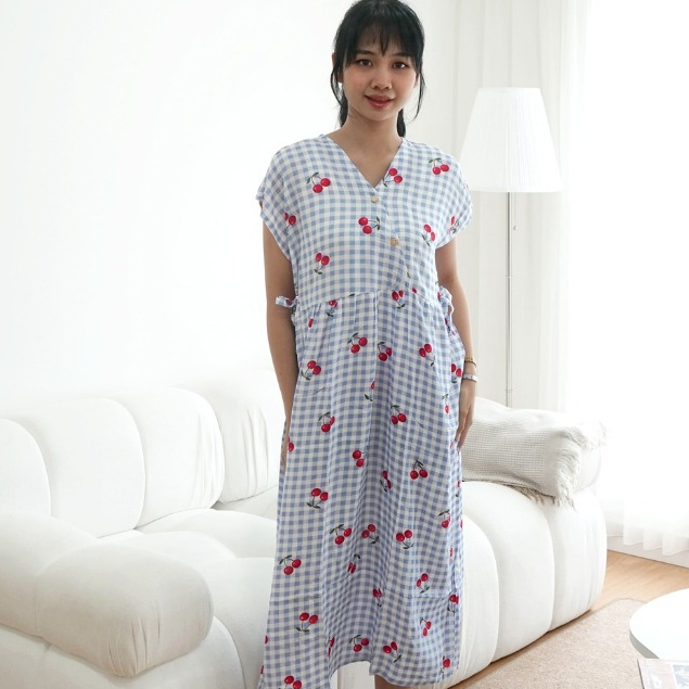 Daster Kekinian Homedress Rayon Premium Kimono Model Kancing Depan - Adem Lembut Busui Friendly