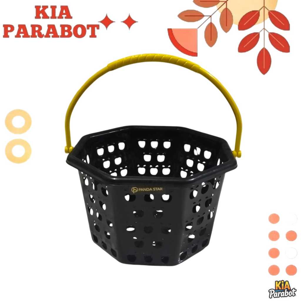 MINI KERANJANG MANDI - Keranjang Plastik Serbaguna / Keranjang Hitam segi delapan
