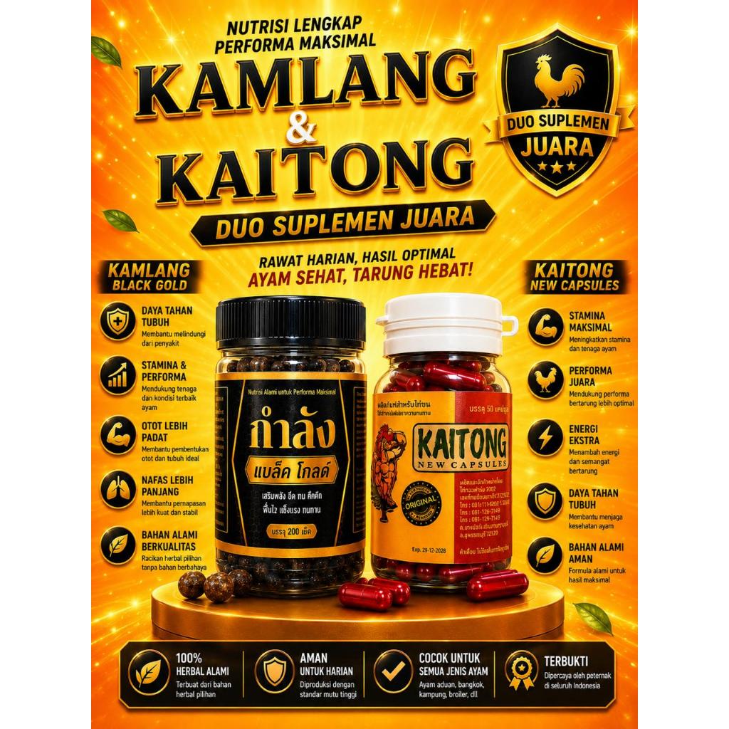 KAITONG DOUBLE COMBO (PAKET JAWARA KAMLANG BLACK GOLD ISI 200 BUTIR & KAITONG 20 KAPSUL) BEST SELLER