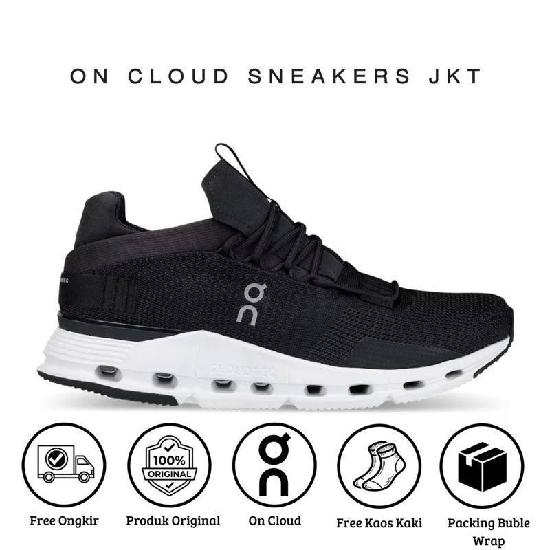 On Cloudnova Black Running Shoes Sneakers