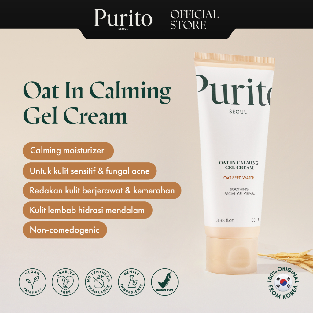 [BEST SELLING] PURITO Oat In Calming Gel Cream 100ml | 77% Oat Water Soothing Moisturizer Non-Comedogenic Fragrance-Free Sensitive & Acne-Prone Skin