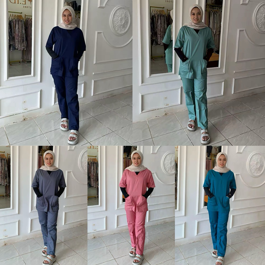 [PREMIUM] Baju Scrub Medis / Baju OK/  Baju Jaga / Baju Dokter Perawat Bidan / Setelan Jaga Malam le