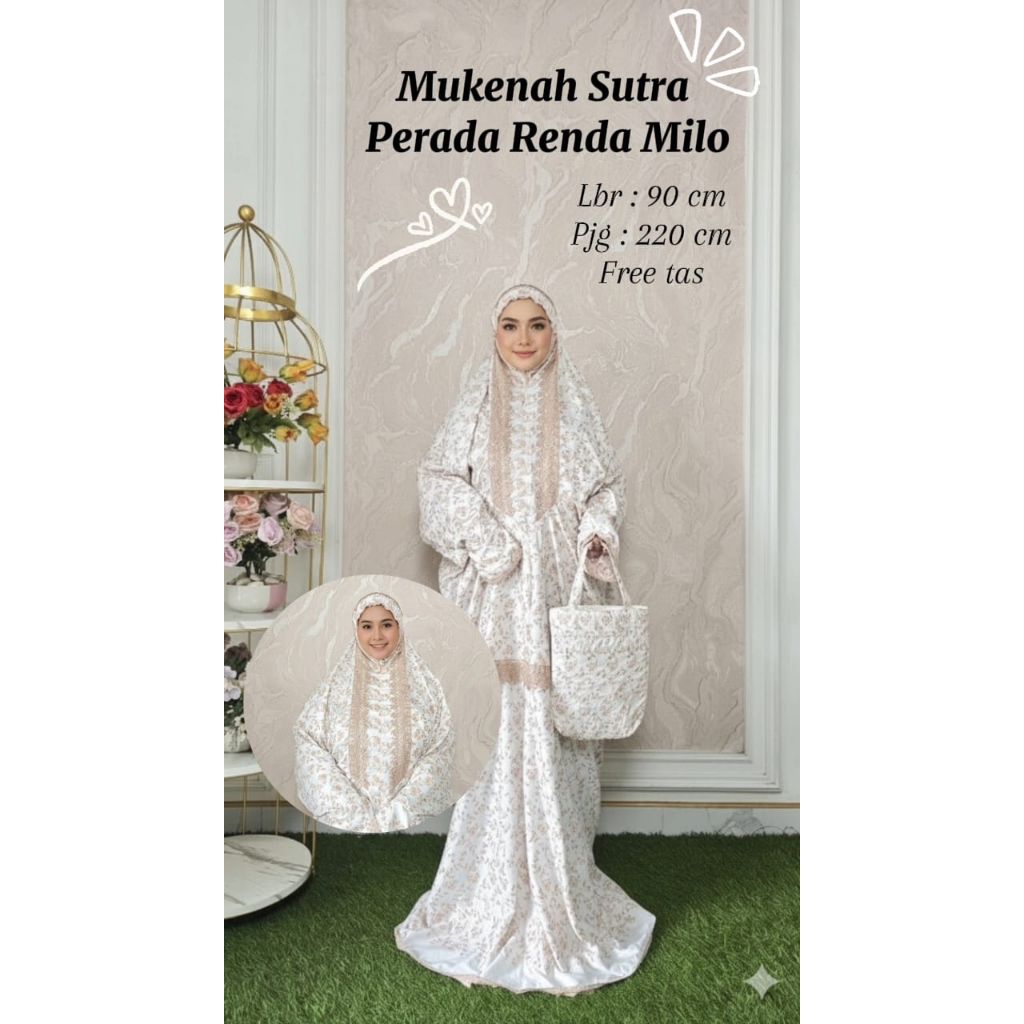 [BISA COD]Mukenah sutra prada ori kombinasi renda mukenah sutra ori mukenah terusan mukenah dewasa f
