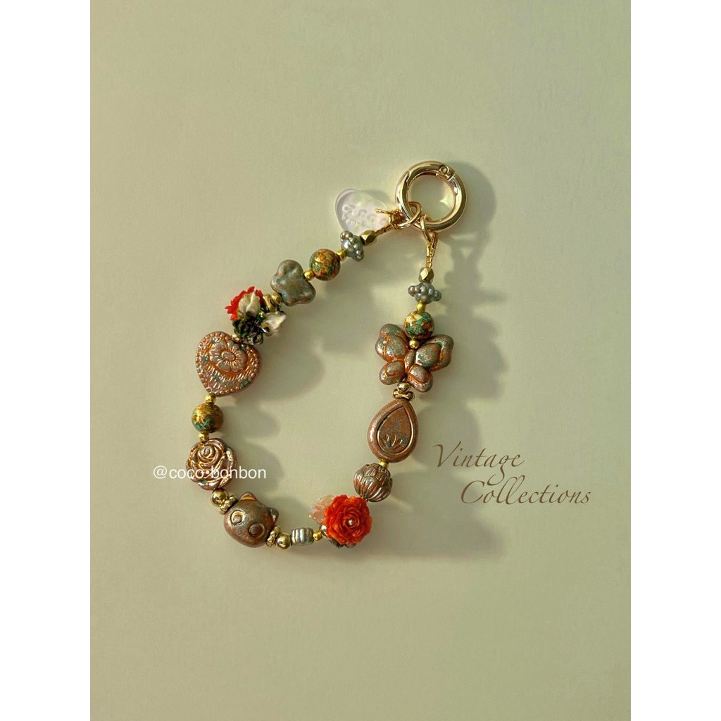 Rose and Meow Phone Charm | Vintage Style Phone Charm | Vintage Cat and Rose Phone Charm | Cat and R