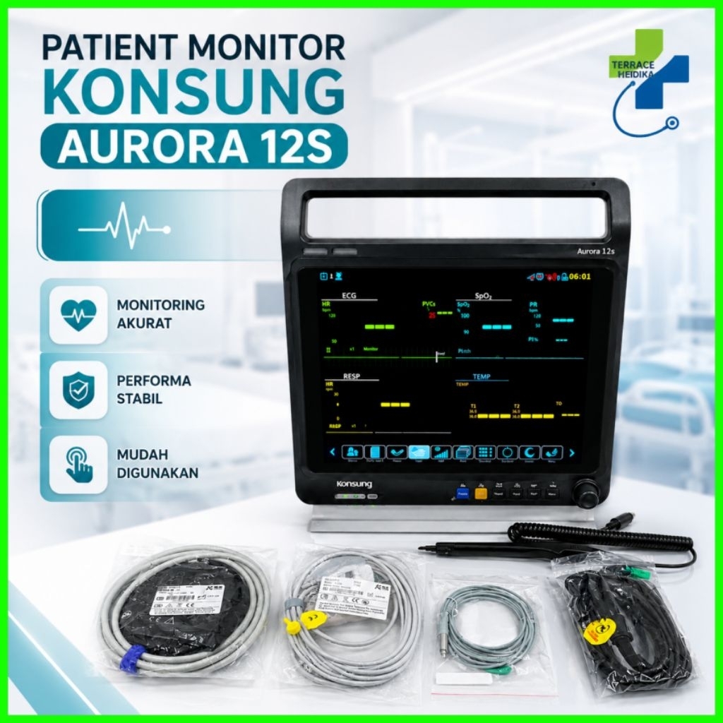 Patient Monitor Konsung Aurora 12S Second Siap Pakai / Bedside Monitor Pasien / Pasien Monitor Bekas