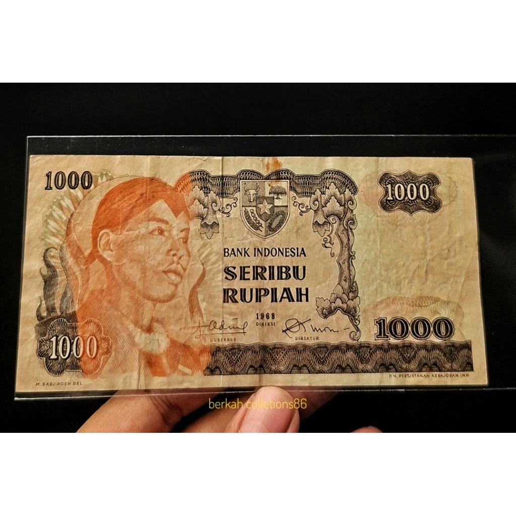 uang 1000 rupiah seri jendral sudirman tahun 1968 asli