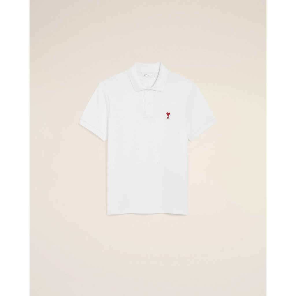 Ami Paris White Cotton Polo Shirt by Ami de Coeur