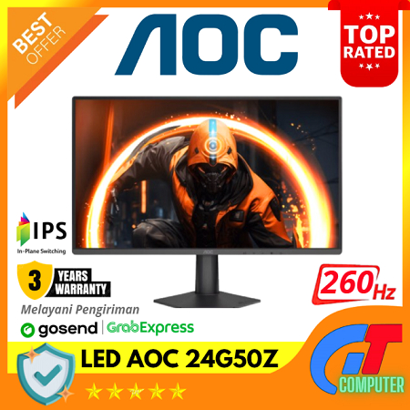 AOC 24G50Z 24" Fast IPS FHD 1080p 240Hz OC 260Hz 1ms HDMI 2.0x1 DP 1.4x1 107% sRGB