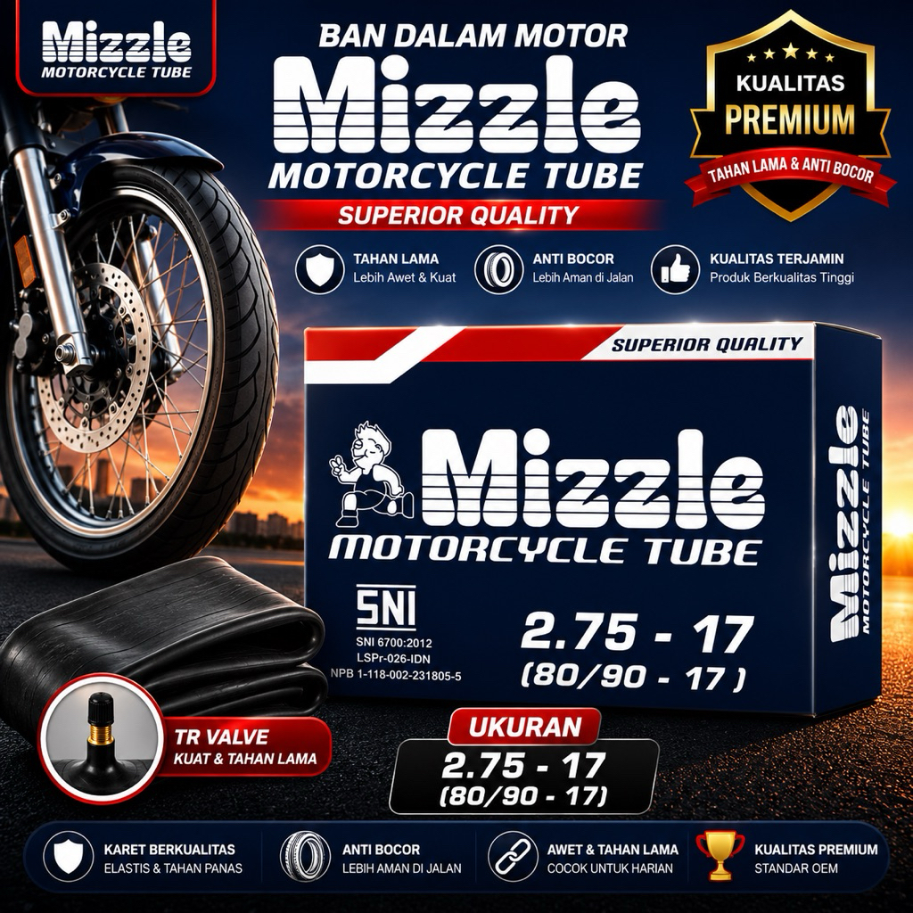 Ban Dalam Motor Mizzle 80/90 (2.75 ring 17)