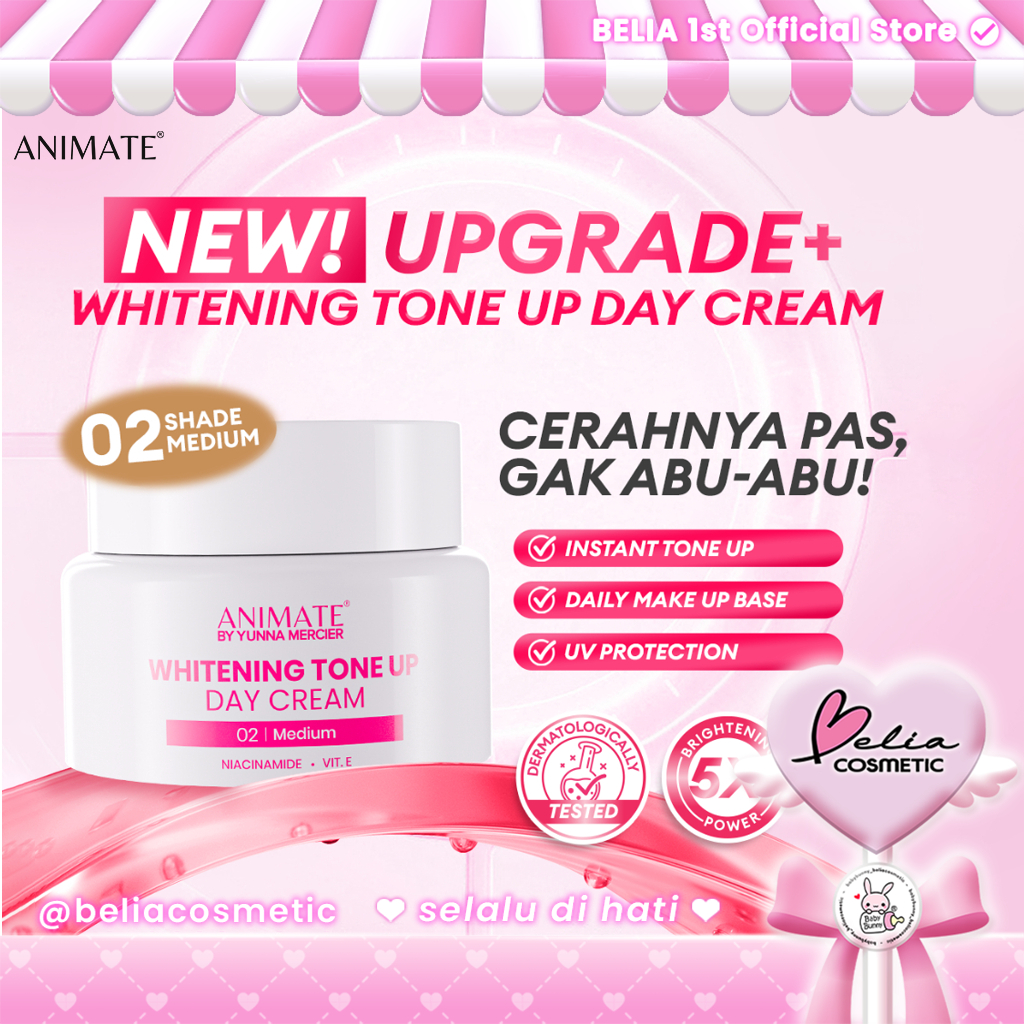 [ BELIA ] ANIMATE Whitening Tone Up Day Cream 02 Medium | 03 Warm 10 gr