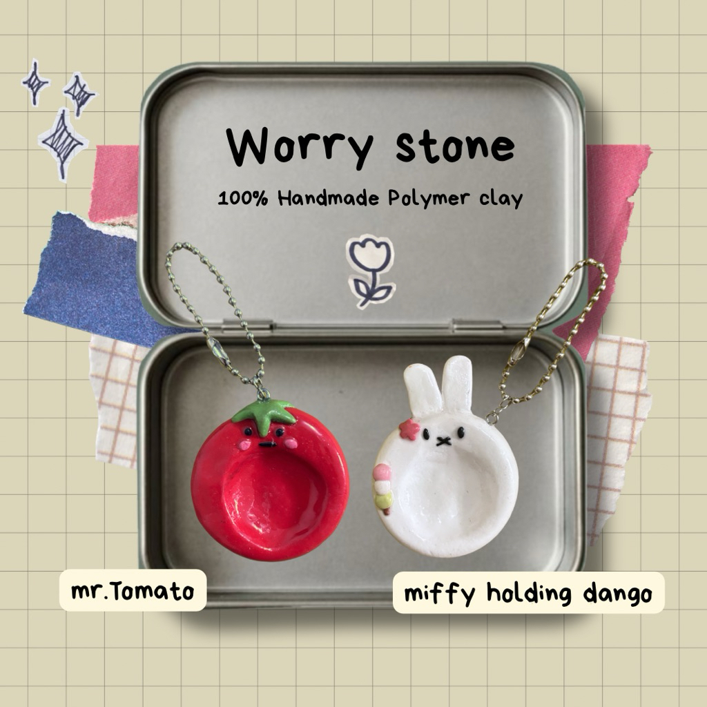 Worry Stone Tomato / Tomat Polymer clay
