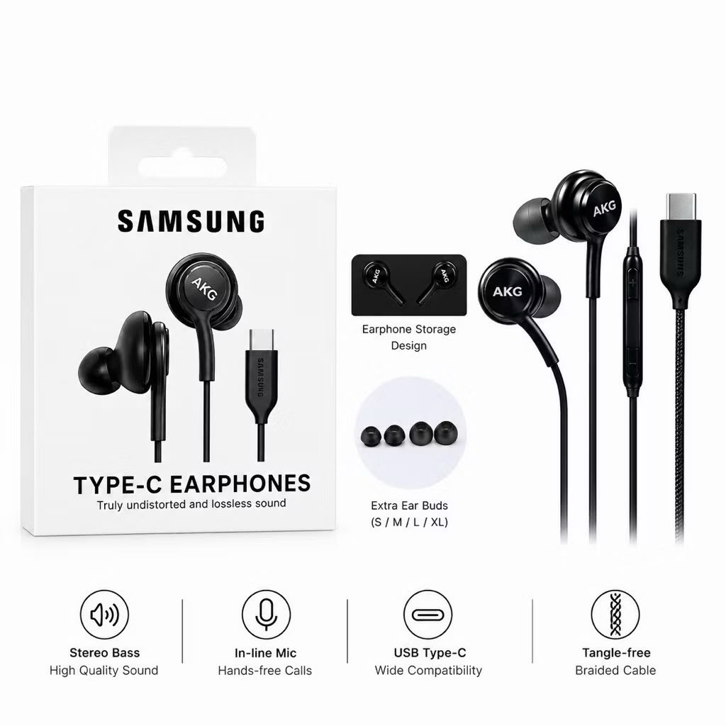 Headset Earphone Samsung AKG Type-C Ori 100% Original Universal Colokan Type C Suara Jernih Bass