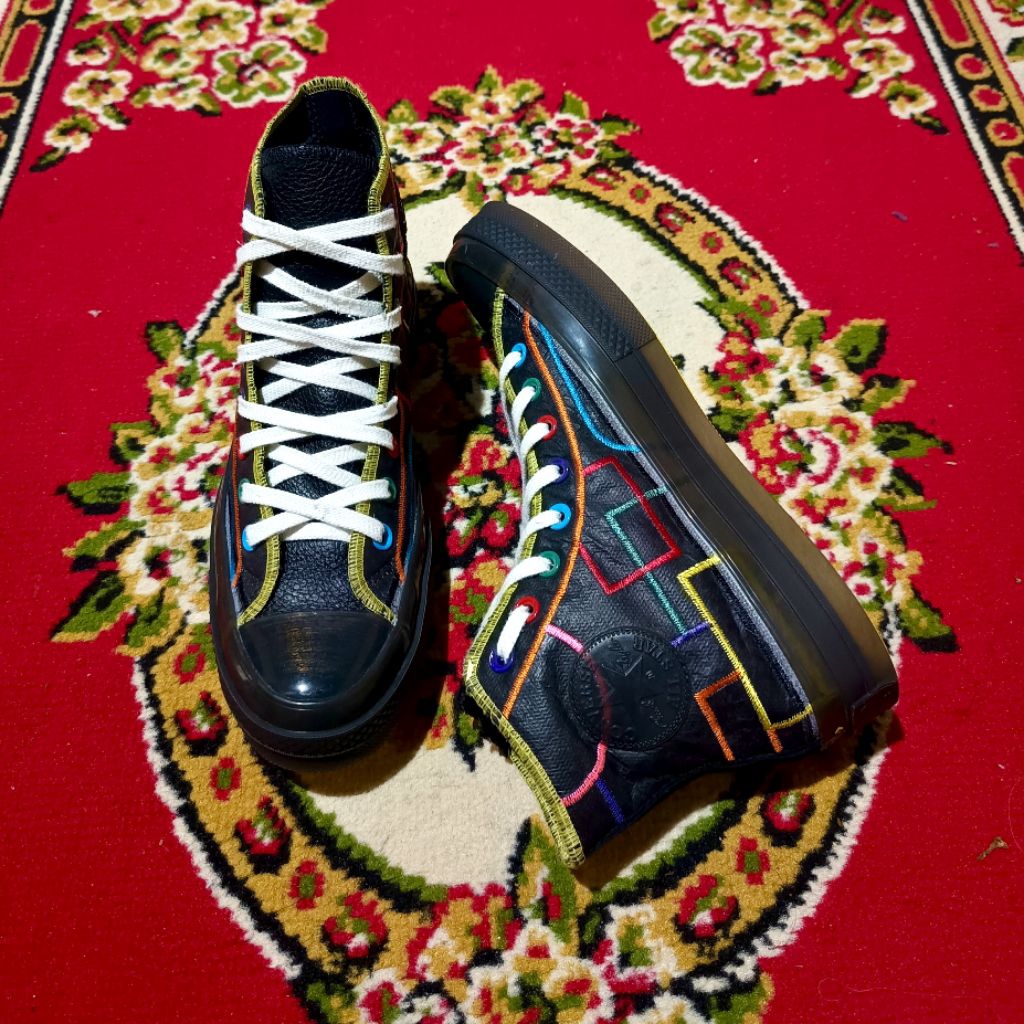 SALE 42-43 CONVERSE CT 70s SPECIAL CNY SQUARE BLOCK LEATHER BORDIR VERY RARE, LANGKA ORIGINAL