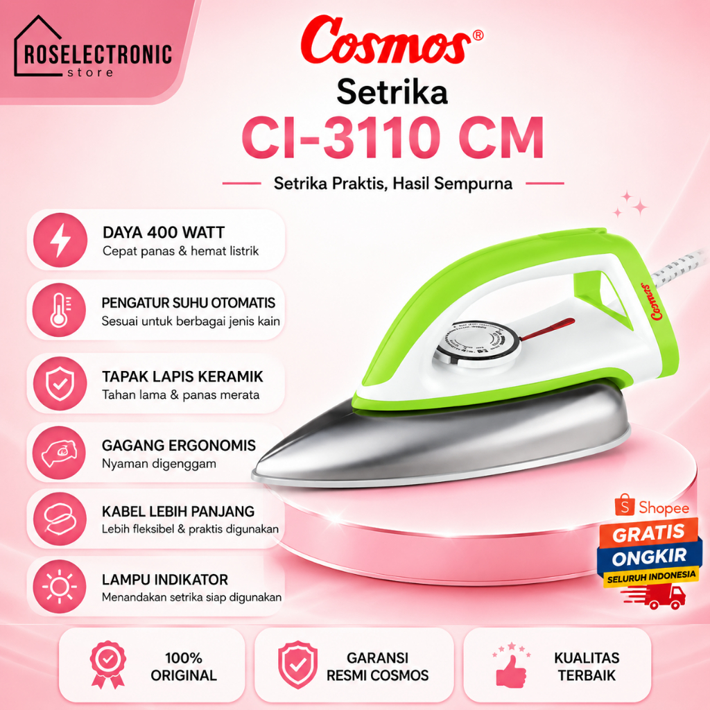 Cosmos Setrika CI-3110 CM/CI-3110-CM/CI3110CM/CI 3110 CM/CI-3110CM/Setrika Murah/Cosmos Setrika Ori