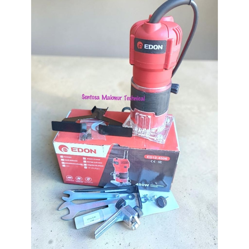 EDON Electric Wood Trimmer Router Botol Mesin Profil Ukir Kayu 6mm