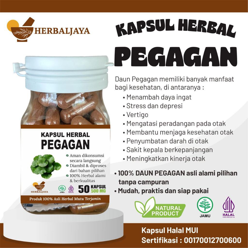 HERBAL JAYA - Kapsul Herbal PEGAGAN isi 50 KAPSUL