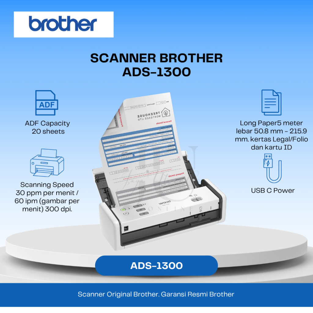 BROTHER Scanner ADS-1300 Desktop Folio