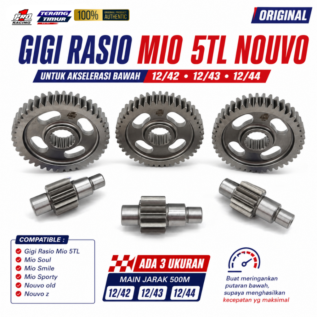 GIGI RASIO 12/42T | 12/43T | 12/44T YAMAHA MIO NOUVO PRO1 RACING