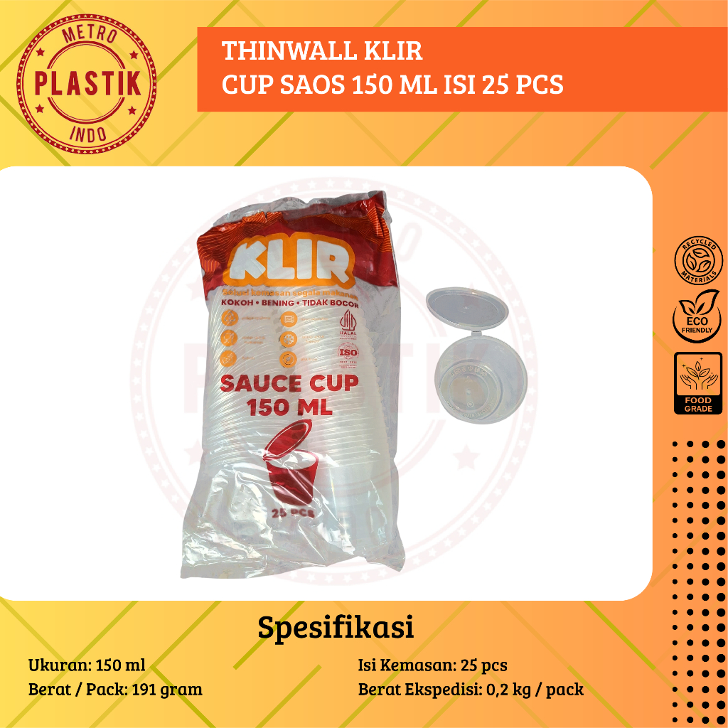 Thinwall Cup Merpati Puding 150ml Isi 25pcs / Cup Saos 150ml / Cup Sambel 150ml / Kotak Bulat Plasti