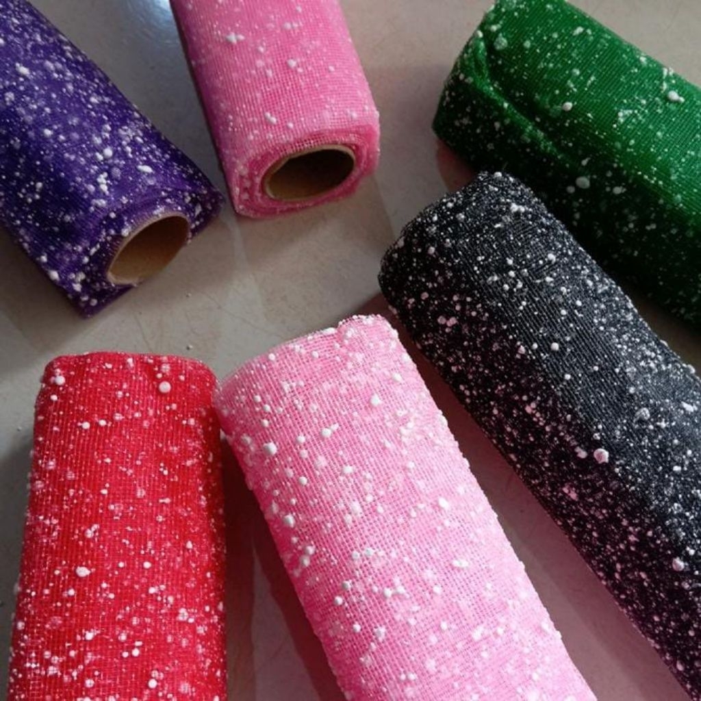SNOWFLAKES WIRE FABRIC FOR FLOWER GIFT WRAPPING KAIN TILE SALJU UNTUK BUKET BUNGA