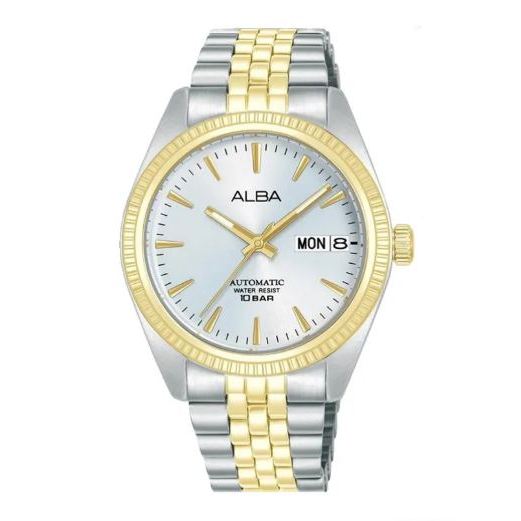 Jam Tangan Wanita Alba Mechanical AL4798 AL4798X1 Strap Stainless Dual Tone Color Silver Dial Woman 
