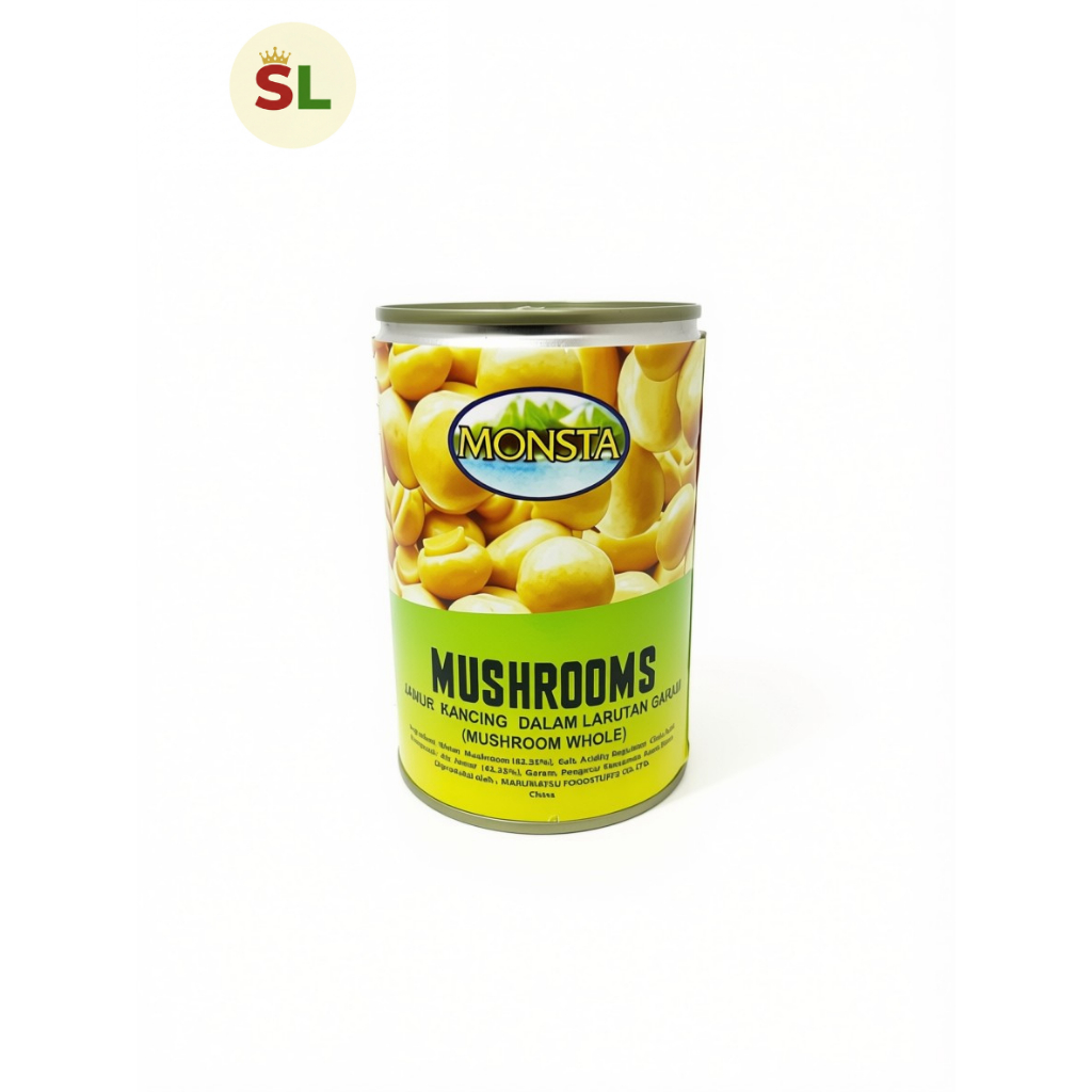 Monsta Mushroom Jamur Kancing ( Moko ) | Jamur Merang ( Straw ) Kaleng 425g BPOM HALAL