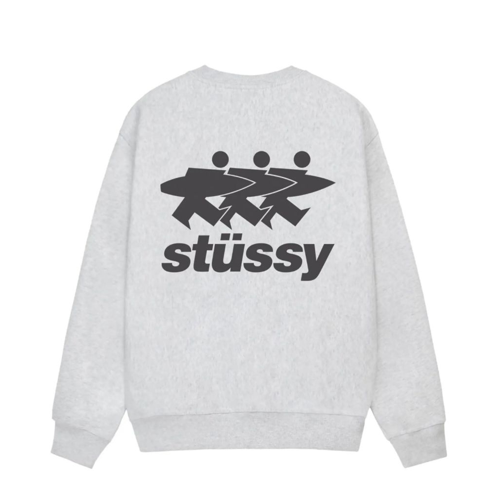Sweater Crewneck stussy original, Surfwalk Crew 'Ash Heather' BNWT