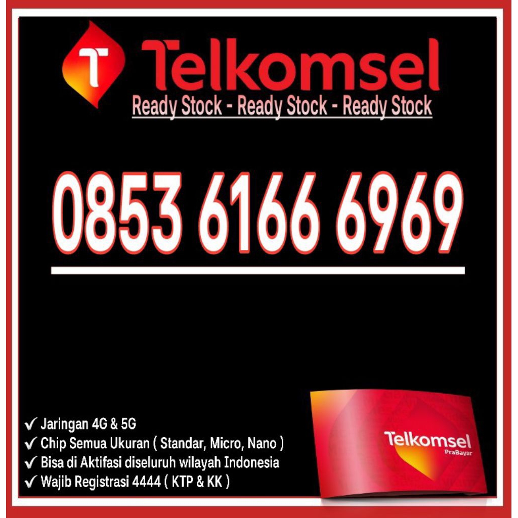 Nomor Cantik Telkomsel Simpati AS 4G Lte 6969