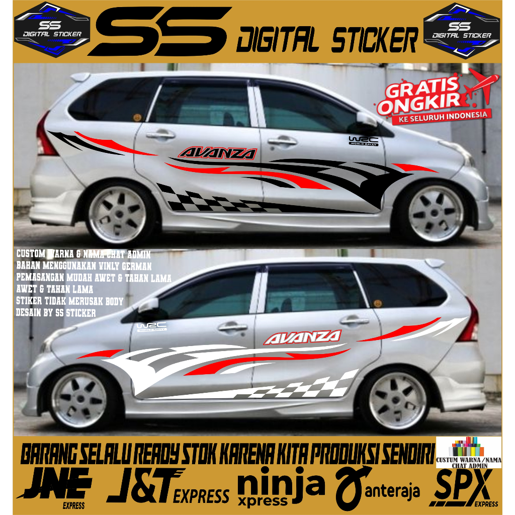 Stiker mobil toyota avanza sticker body samping mobil toyota avnza daihatsu xenia stiker stripping m