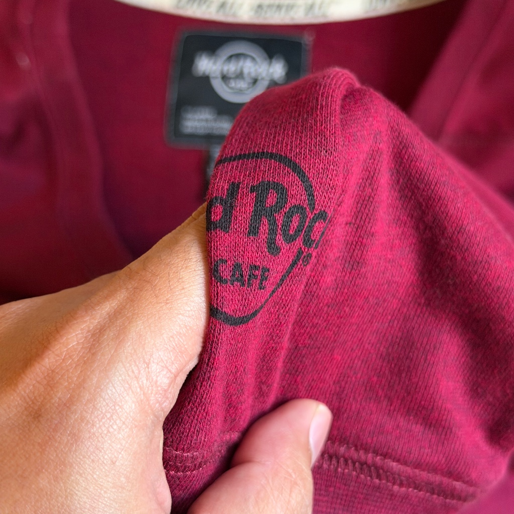 Hard Rock Hollywood Merah Maroon Sweater Luaran Kaos Lengan Panjang Second Bekas Like New Preloved